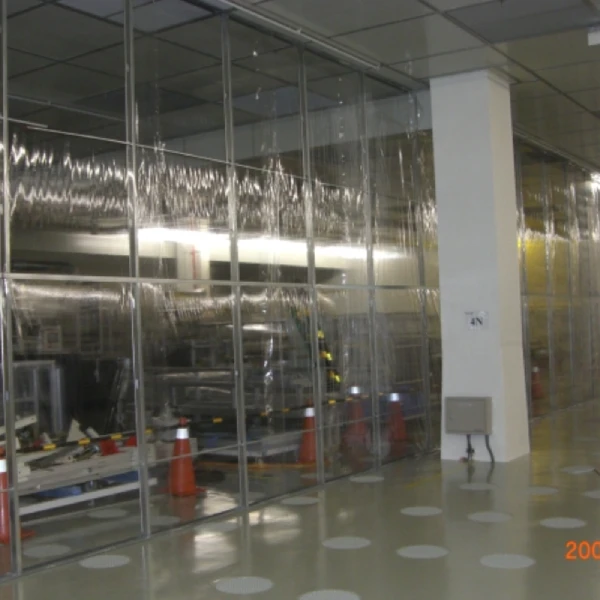 Anti-Static PVC Clean Booth installed at a semiconductor wafer test station with laminar airflow and ESD flooring