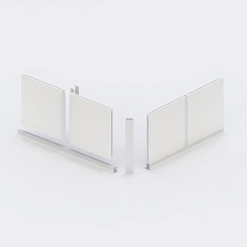 Installation view: Demountable partition walls defining ISO Class 7 cleanroom in semiconductor packaging facility