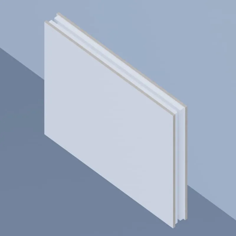 Cross-section detail showing fiberglass reinforced panel core structure, FRP facing, and sealed tongue-and-groove joint with embedded grounding strip