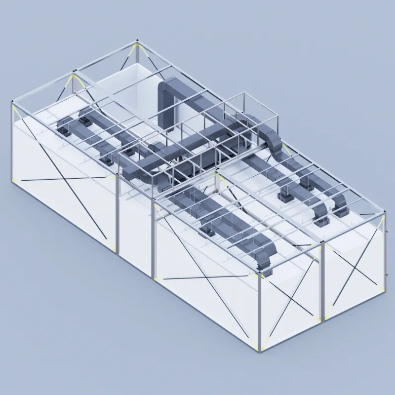 Modular clean room wall panel cross-section diagram
